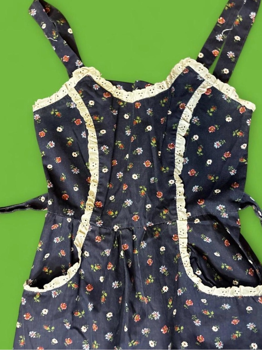 Vintage handmade Prarie blue floral dress